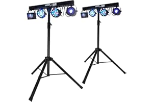 Ibiza Double PACK DJ LIGHT Euphoria Portiques + 48 effets lumineux PAR/ASTRO/BEAM/DERBY + Télécommande DMX