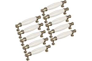 Banggo 10 maniglie a cupola vintage a T a forma di arco, per porta della cucina, armadio, cassetto, camera da letto, mobili, ceramica e lega di zinco (CC: 96 mm. Lunghezza totale: 120 mm).