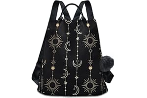 MNSRUU Sun Moon Stars Witch Anti-Theft Backpack for Women Fashion Purse Bag Travel Shoulder Bag Rucksack School Back Pack
