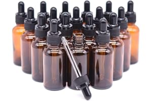 BOUNHOHE 30 ml Bottiglie Contagocce Vetro, 18pcs Flaconi Bottiglie Contagocce in Vetro Ambrato con pipette contagocce, imbuti, etichette, per Aromaterapia, Oli essenziali, Laboratorio