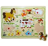 1 BRETT _ Steckpuzzle mit Griffen – “ Tiere / Fahrzeuge oder Früchte “ – aus Holz – großes Holzpuzzle / Einlegepuzzle – Griff Legespiel – Rahmenpuzzle / Kinderpuzzle – Tierpuzzle / Motorikspiel – Motorik – Puzzle – für Kinder / Mädchen Jungen – Kinderpuzzle - 6