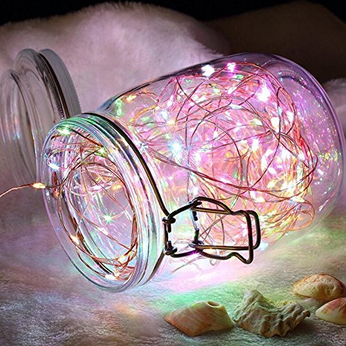 Eastlion Bunte Ferien 10 Meter Silber Draht Dekorieren Schnur Licht mit DC Power für Chrismas, Halloween, Silvester, Hochzeit Hintergrund Layout, Hotels, Restaurants, Bürogebäude, Wohnhaus, Schaufenster, Clubs, Konzerte, Warmweiß - 4