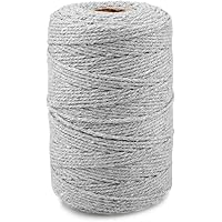 jijAcraft Baumwolle Schnur Macrame Garn Bastelschnur 2mm x 200M zum DIY, Geschenkverpacken, Gärtnern (Grau)