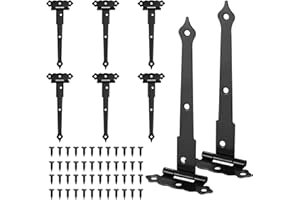 HAOCHEN 8 Piezas Bisagras en T, Bisagras para Puertas de Madera, Bisagras de Puerta de Jardín de Cobertizo de Granero, Visagras Bisagras de Acero Inoxidable con Tornillos (6 pulgadas patrón de flores)