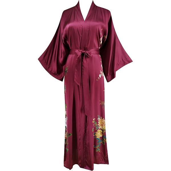 Bata Kimono De Seda Hasta La Rodilla - Elegante Y Cómoda, Con Cinturón Ajustable, Talla Única