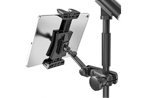 Jubor Uchwyt na Mikrofon do Tabletu, Podstawka na Tablet do Statywu Mikrofonowego Obrotowy o 360° Kompatybilny z iPadami, iPadami Pro, iPadami Air Mini i Wszystkimi Smartfonami 4,7-12,9 Cala