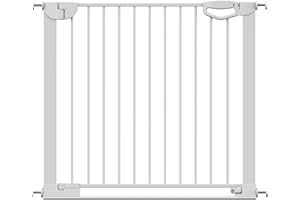 Geuther Türschutzgitter Easylock Flatstep Weiß I Treppenschutzgitter zum Klemmen oder Bohren I Breite 90-97 cm I Türschutz für Ihr Baby & Haustier I Kinderschutzgitter beidseitig öffnend