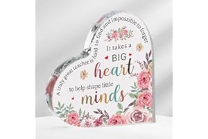 SHCHME Thank You Teacher Gift,Best Teacher Heart Shaped Acrylic Plaque Gifts, Teacher Gifts for Women,Teacher Appreciation Gifts,Thanksgiving,Graduation Gift Presents for Teachers