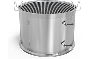 Onlyfire Système de Cuisson à Chambre de Fumage Moyen en Acier Inoxydable pour Barbecue à Charbon Weber Kettle 57 cm, transformez Votre Bouilloire en Smokey Mountain Cooker 