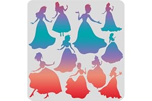 FINGERINSPIRE Plantillas de princesa de 30 x 30 cm, 10 plantillas de dibujo de princesa, cuadradas, reutilizables, para pintar en madera, suelo, pared y azulejos