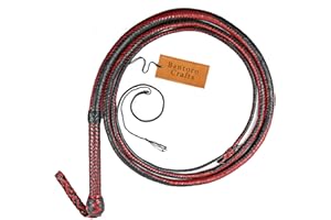 BANTORO CRAFTS Känguru-Peitsche, 1,2 bis 7,3 m, echtes Känguru-Leder, Bauchnabel und Leder, 16 geflochtene Stränge, geflochtenes Leder