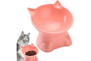 PEWELL Gamelles anti-vomi pour chats d'intérieur, bol surélevé de nourriture pour chat inclinable à 15 degrés | Gamelle surélevée peu profonde de 13,5 cm, station d'alimentation pour animaux de compagnie ou