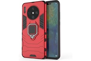 Huawei Mate 30 Funda, MHHQ 2in1 Armadura Combinación A Prueba de Choques Escudo Cáscara Dura PC + TPU con Soporte Magnetic Car Mount Case Cover para Huawei Mate 30 -Red