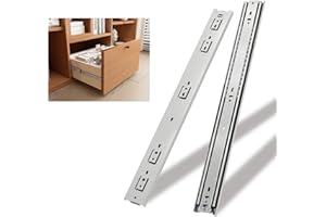 NECILO Glissières de tiroir 450mm, Sans Serrure, Capacité de Charge de 68kg, Coulisse à Billes à Extension Totale, Montage Latéral, 1 Paire