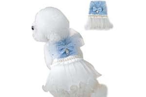 BLUE DREAM ISLAND Hundegeschirrkleid, kein Ziehen, süße Schleife, kariert, weiche Tutu-Weste, Haustierkleidung für Katzen, Welpen, kleine, mittelgroße Hunde_L