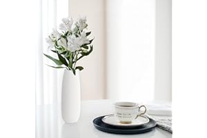 GLAUSTALOS Vase en Céramique, Vase Blanc Mat 20cm, Décoration intérieure pour Les Fleurs fraîches et séchées, Vase Décoratif de Haute Qualité, pour Maison, Fête, Centre de Table de Mariage