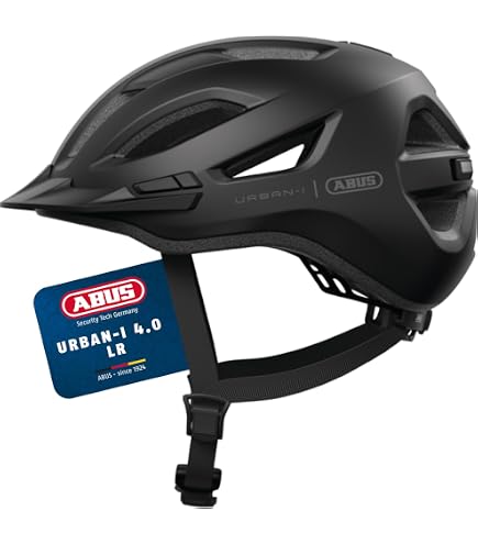 ABUS Stadthelm Urban-I 4.0 - Fahrradhelm mit aufladbarem Rücklicht, 2 Leuchtmodi, Schirm, Zopf-Öffnung und magnetischem Verschluss - für Jugendliche, Frauen und Männer