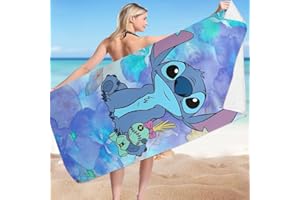 FYDZBSL Stitch Toalla de Playa Algodón Secado Rápido Sauna SPA Deportes Yoga Viaje Microfibre Towels Sostenible y Suave para niños Stitch Adolescentes y Adultos 70 x 150cm