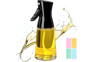 FISYNUG 180ml Glass Olive Oil Spray Bottle for Cooking Air Fryer Oil Dispenser Sprayer Mister with Sticker,Kitchen Gadgets Accessories for Salad Baking Vinegar Grilling