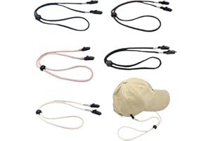 ISSIMOBER 5 clips para sombrero, cordón antiviento, cordón ajustable, cordón de barbilla con cierre de cuerda de resorte, clip de sujeción a prueba de viento, para correr, ciclismo, golf, senderismo, Negro ,