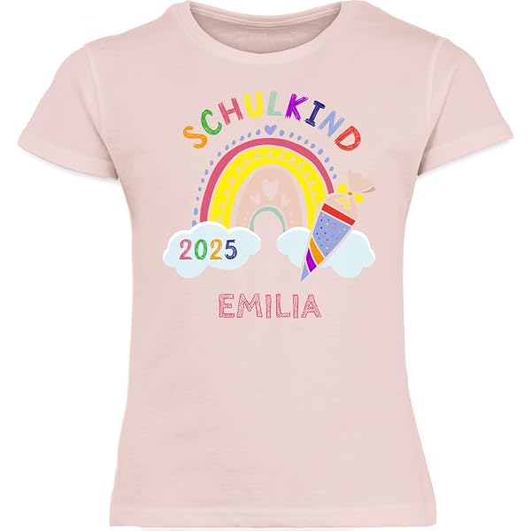 Personalisiertes T-Shirt Mädchen – Boho Regenbogen Mit Namen
