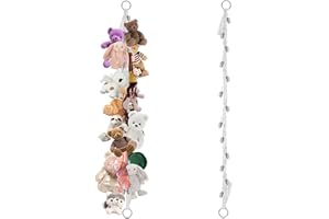 CHANRAINGYEE 200cm Handgeflochtenes Seil mit 20 clips, Kuscheltier Aufbewahrung, Kuscheltier, Hängematte, Kuscheltiere, Stofftier Aufbewahrung, Netz für Kuscheltiere, Kuschelecke, Raumdekoration(Weiß)