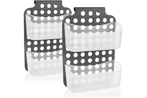com-four® 2x duschkorg med 2 fack, höjdjusterbar hängförvaring med krokar
