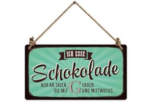 Grafik Werkstatt VintageArt Ich esse Schokolade nur an Tagen, die mit G enden Cardboard, Pappe, bunt, 22 x 12 cm