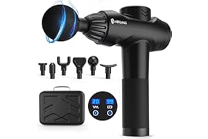AERLANG Massage Gun Deep Tissue, Portable Muscle Massager, 6 Massage Heads Powerful Percussion Massager for Neck, Back and Body Relaxation, LCD Touch Screen.