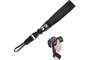SUNNIFLY Cinturino da polso universale per fotocamera, cinturino da polso in neoprene con chiusura a sgancio rapido per Canon, Nikon, Sony perforato DSLR, Nero , Durchschnittsgröße