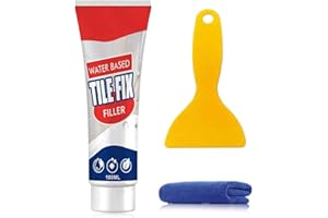 GUEGINE Tile Grout Repair Set,Grout Repair Kit,Grout Filler with Spatula,Tile Grout White,Grout Paint White,Tile Filler,Tile Repair,for Bathrooms Kitchen Floor,Fast Drying and Waterproof（100ML）