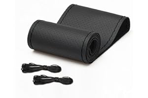 Yolistar Housse de volant voiture(Noir), couvre-volant à coudre, universel, respirant et antidérapant en cuir souple en microfi