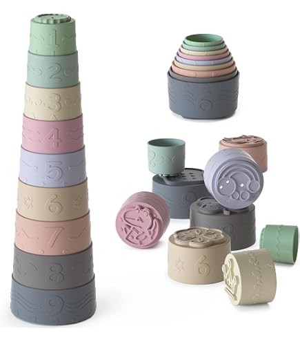 Juguete Apilable De Madera Mon-tessori – 10 Piezas De Gatos Kung Fu Coloridos, Equilibrio Y Coordinación Para Niños 3+