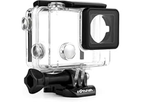 SOONSUN Boîtier de plongée étanche pour GoPro Hero 3/3+/4 Noir Argent – 40 m Boîtier sous-marin compatible avec écran BacPac et batterie pour la plongée sous-marine, la plongée avec tuba et les