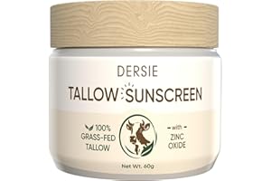 DERSIE Natural Beef Tallow Sunscreen SPF 30: Instant Sun Protection with 100% Grass Fed Tallow and Zinc Oxide - Deep Hydration & Non-Greasy Formula for Adults and Kids (2.12 oz) (60 g (Pack of 1))