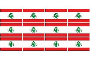 INDIGOS UG Set di mini bandiere - Confezione liscia - 50 x 31 mm - Sticker - Libano - Bandiera - Striscione - Ufficio, casa e scuola - 12 pezzi