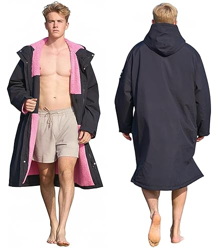 Owntop Manteau à Langer Imperméable Pour Adultes Et Enfants Avec Doublure En Polaire - Manteau Surdimensionné Imperméable, Coupe-vent, à Séchage Rapide, Noir , XXS