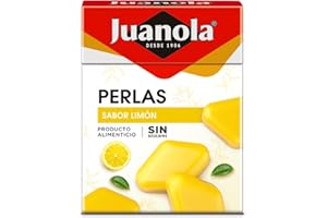 Juanola Perlas Sabor Limón - Sin azúcar, sin gluten - Cómodo formato de bolsillo - Ideal para llevar contigo a todas partes - Refrescan tu boca y tu garganta - 25g