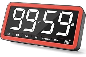 VOCOO Rechargeable Digital Kitchen Timer: 19.8cm Extra Large Magnetic LED Timer with 3 Brightness, 4 Alarms and 4 Volume Levels, Battery Powered Countdown Count Up Timer for Cooking Classroom Home Gym
