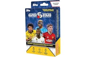 Topps UCC Superstars 23/24 - Hanger Pack - 4 Paquets de UEFA Superstars 2024 incluant 2 Cartes Mystic Parallel (8 Cartes par paquet/32 Cartes)