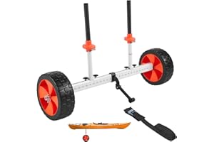 VEVOR Kayak Cart, 104 kg Load Capacity, Canoe Cart Dolly with 25.4 cm Solid PU Tires & Kickstand, Assembles & Disassembles Within Seconds, Paddle Board Trolley for Kayaks, Canoes, Paddleboards