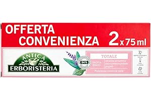 Antica Erboristeria, Dentifricio Totale, ad Azione Antibatterica, Previene Carie e Placca, con Salvia e Zinco, per Alito Fresco, 2 Pezzi x 75 ml