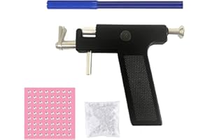 Amotorfly Zestaw do przekłuwania uszu, zestaw do samodzielnego nakłuwania z 98 sztukami kolczyków ze stali nierdzewnej, zestaw do piercingu, do uszu, nosa, pępka, warg, pistoletu do przekłuwania uszu,