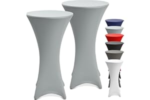 ‎BEAUTISSU Beautissu 2er Set Stretch Stehtisch Husse Grau Ø 70-75 cm Stella – Verstärkung im Fußbereich & 40°C waschbar, rutschfest & bügelfreie Husse für Stehtisch & Bistrotisch als Tisch-Überzug