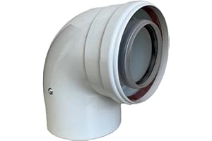 Uzman-Versand, 90° Konzentrische Luft-/Abgasbogen Ø 80/125 mm, Innen Kunststoff PP/Außenrohr Kunststoff PP. DN 80/125 Bogen, Winkel, Abgas-Rohr Abgassystem Doppelrohr, Abgasrohr,