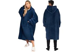 Sienna Extra Long Oversized Blanket Hoodie, Ultra Soft Wearable Throw with Pockets Sleeves Soft Sherpa Fleece Hooded Blanket Giant Sweatshirt