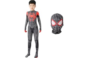 Formemory Déguisement Spiderman Enfant, Costume de Superhéros, Super Héros Cosplay, 3D Spandex Lycra Jumpsuit Araignée Set Avec Masque, Déguisement de Araignée pour Halloween Carnaval