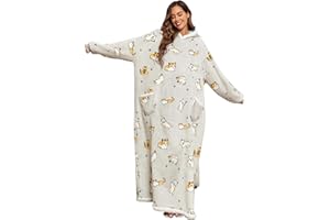 ‎SACEBELEU Sacebeleu Kuscheldecke mit Ärmeln,Oversized Weich Decke Hoodie Sweatshirt,Sherpa Kapuzenpullover für DamenHerren,Flauschige Flanell TV-Decke mit Ärmel,Tragbar Ganzkörperdecke,Grau Katze