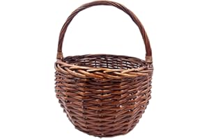 Virsus Cesta Paniere in Vimini con Manico, misura 30x30x40 cm, Cesto intrecciato di colore Marrone, Cestino da Picnic Portaoggetti, Cesto Regalo, Raccolta castagne, Frutti di bosco -1246