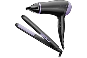 Remington Hair Straightener and Hair Dryer (Hair Care Gift Set: Slim Ceramic Hair Straightener and 2000W Hair Dryer with Concentrator) Style Essentials D3016GP
